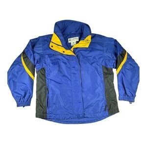 Columbia Sportswear Women's M Blue Yellow Black Nylon Jacket Outdoor Windbreaker